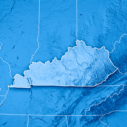 ケンタッキー州アメリカ合衆国 3 D レンダリング地形マップ青の枠線 ケンタッキー州のストックフォトや画像を多数ご用意 ケンタッキー州