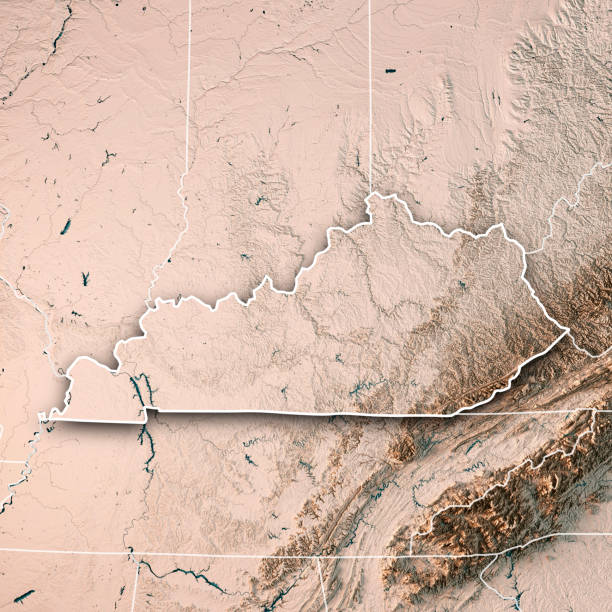 istock Kentucky State USA 3D Render Topographic Map Neutral Border 843656422