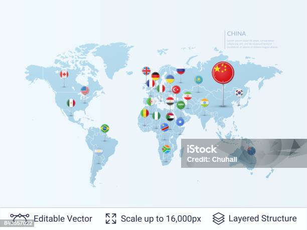 Fotw Map World Map With Flags Stock Illustration - Download Image Now - Campaign ...