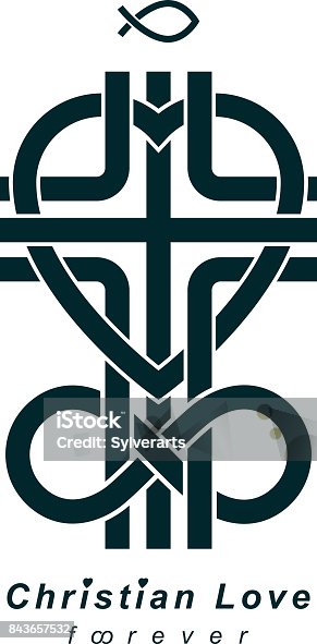 istock Immortal God Christian Love conceptual icon design combined with infinity loop sign and Christian Cross and heart, vector creative symbol. 843657532