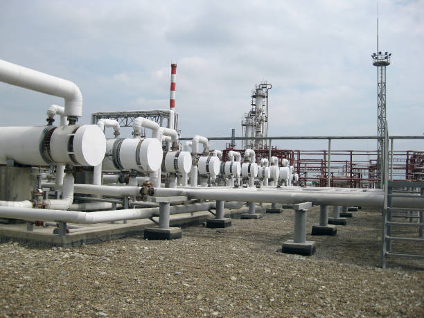 istock Heat exchangers in a refinery 843658714