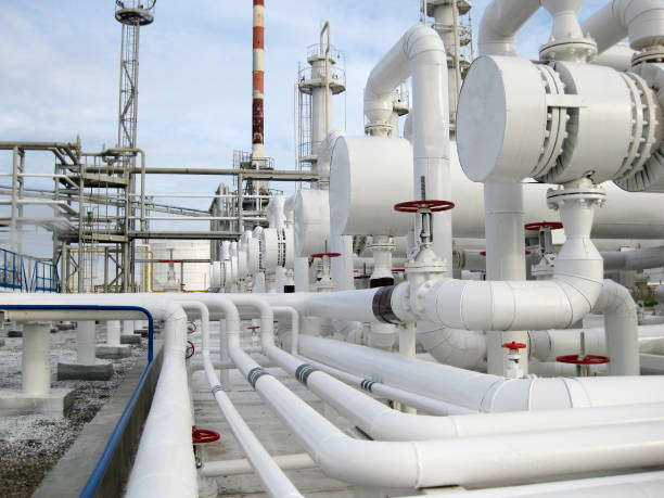 istock Heat exchangers in a refinery 843658870