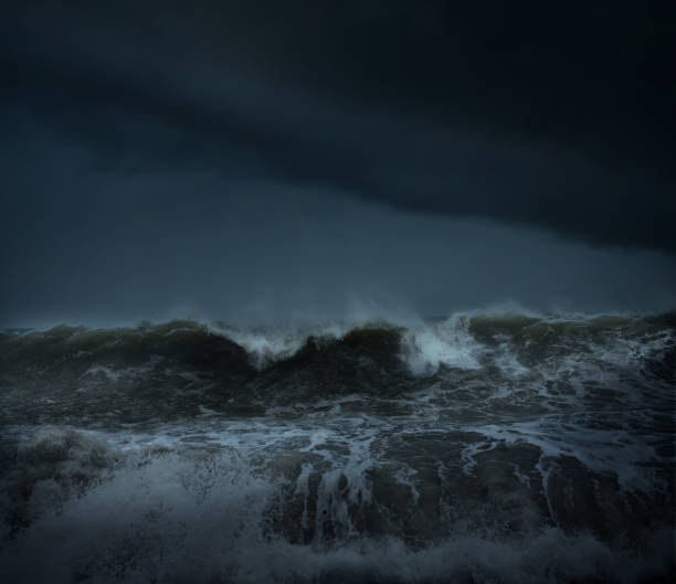 istock Dark tropical sea stormy background 843661298