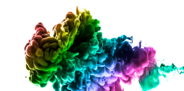 istock Acrylic colors and ink in water. Abstract frame background. Isolated on white 843663172