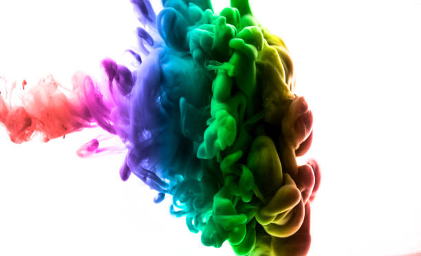 istock Acrylic colors and ink in water. Abstract frame background. Isolated on white 843663540
