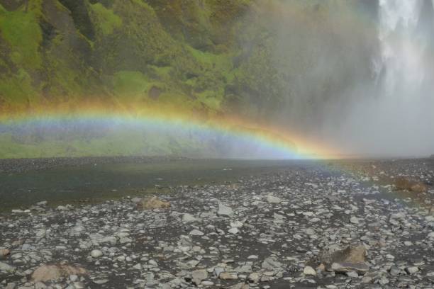 istock Rainbow shining with all its colors near a waterfall in Iceland 843666392