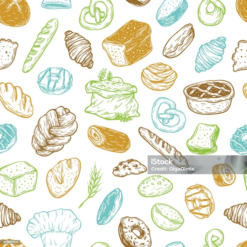 Pattern Roti Bakery Bakery Pattern Stock Illustration - Download Image Now - Art ...