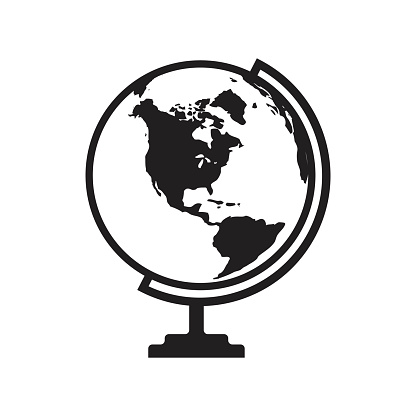 Globe icon vector with America map. Flat icon isolated on the white background. Vector illustration.