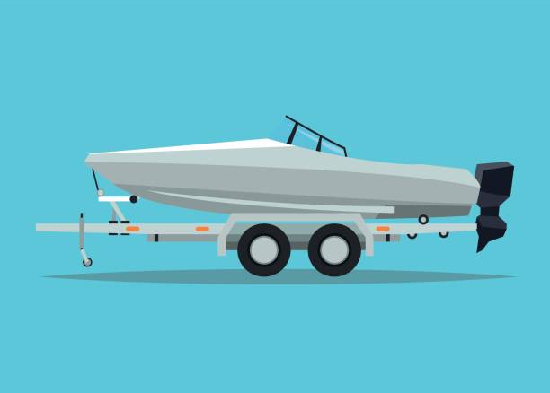 illustrazioni stock, clip art, cartoni animati e icone di tendenza di progettazione di veicoli per barche e trasporti - vehicle trailer