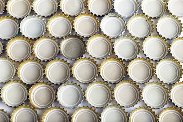 istock many inverted covers of beer are laid out in rows 843686214