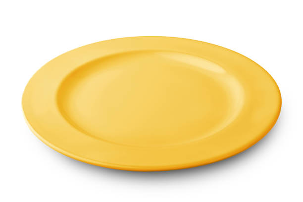 Simple white circular plate with clipping path stock photo