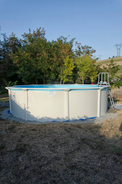 istock Metal steel frame pool just mounted 843696948