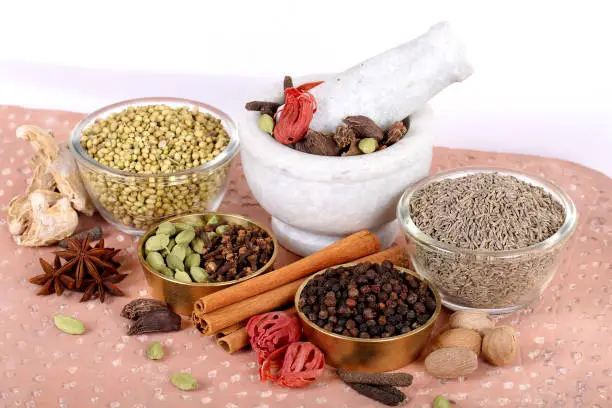 Photo of Colorful spices for garam masala indian,ingredients for garam masala , indian spices