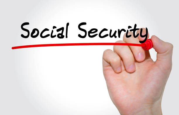 istock Hand writing inscription Social Security with marker, concept 843701736
