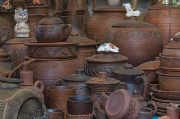 istock Many brown clay pots in the counter 843702174