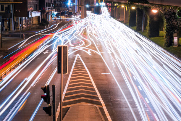 istock Traffic at night on a chinese urban highway 843703318