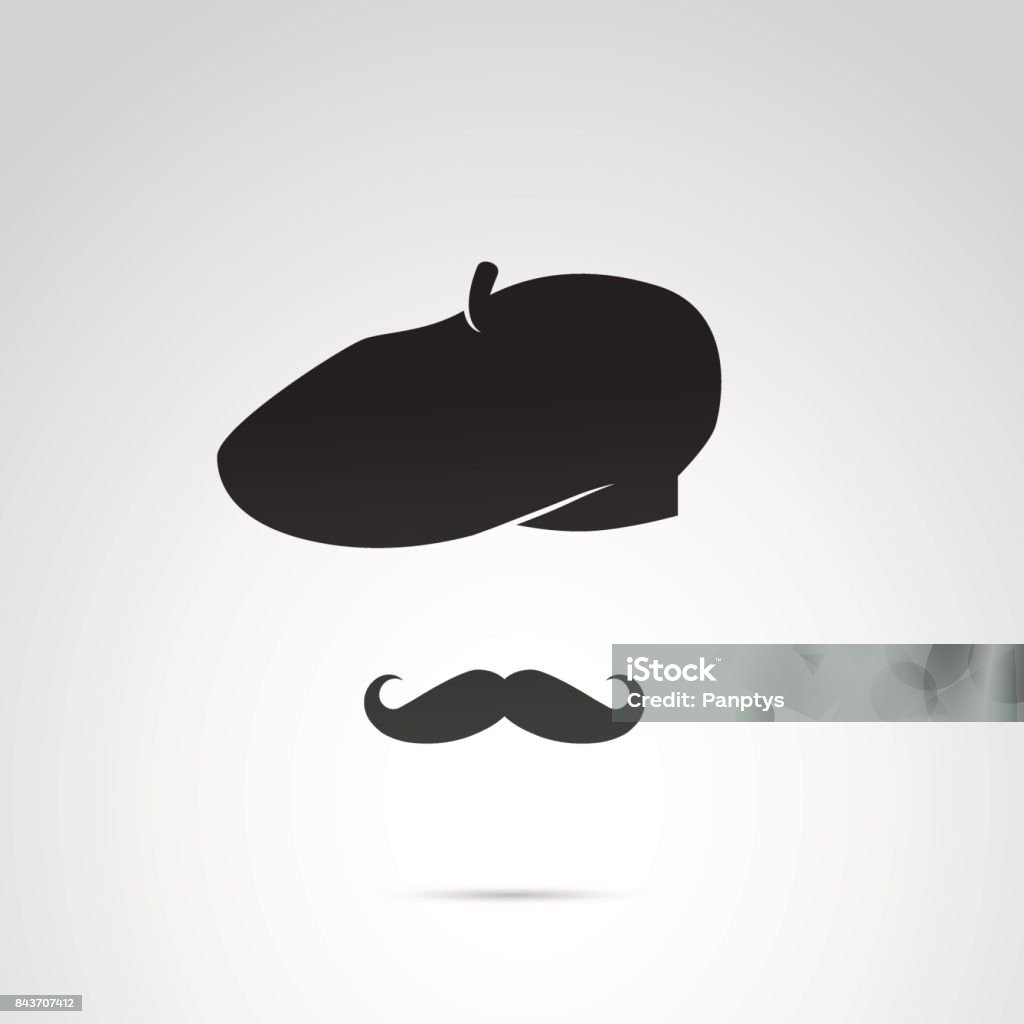 French man with mustache and beret. Vector art: simple icon of french man. Beret stock vector