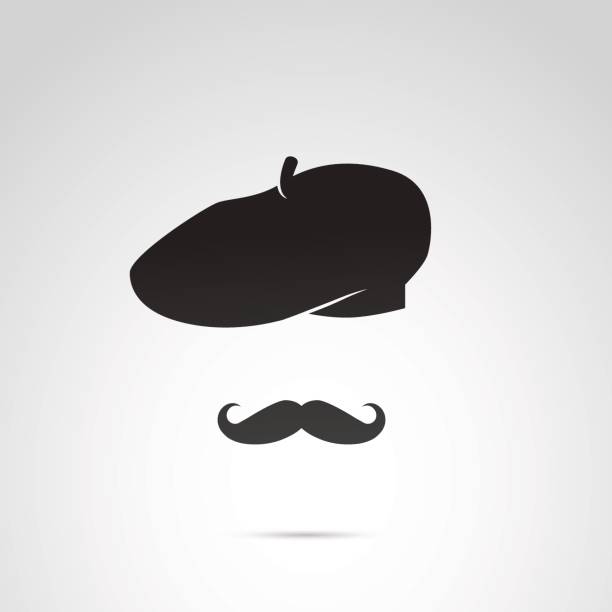 French man with mustache and beret. Vector art: simple icon of french man. beret stock illustrations