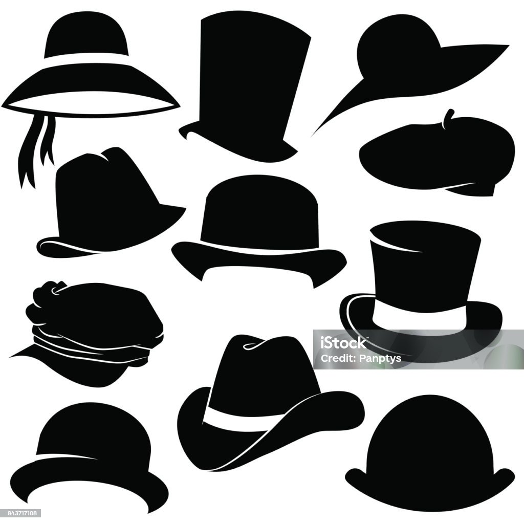 Hat icon set isolated on white background. Vector art: hat icon set. Hat stock vector