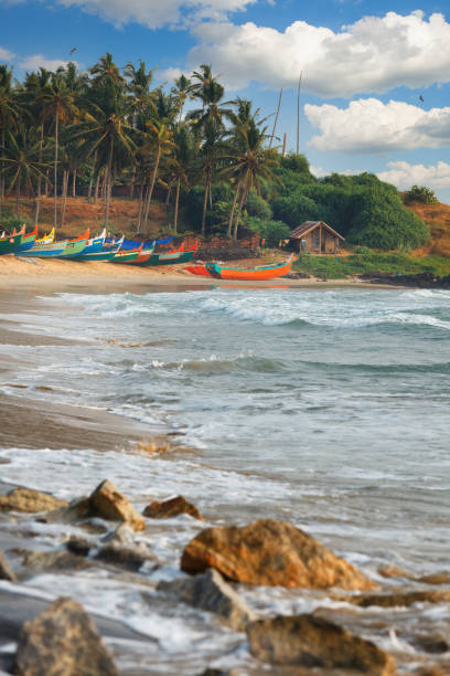 istock Beautiful black beach in Varkala, Kerala, India 843720440