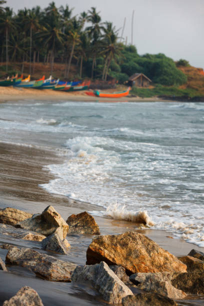 istock Beautiful black beach in Varkala, Kerala, India 843720548