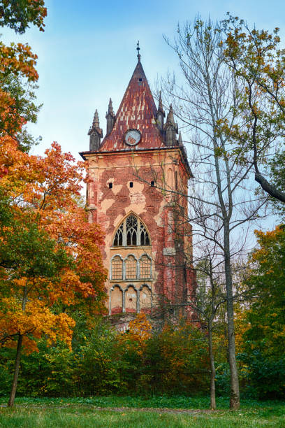 Pavilion Chapel in park residence of kings Tsarskoye selo town Pushkin Autumn St. Petersburg Russia stock photo