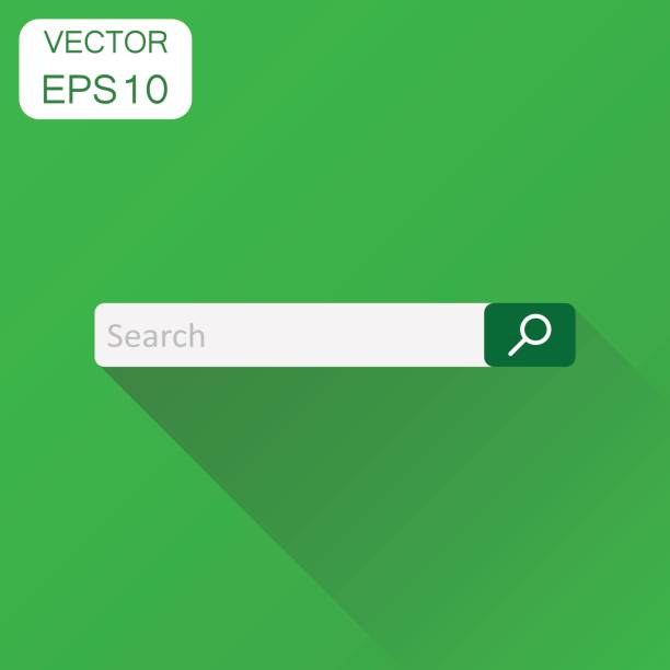 ilustraciones, imágenes clip art, dibujos animados e iconos de stock de icono de campo de la barra de buscar. elemento de interfaz de concepto de negocio con pictograma de botón de búsqueda. ilustración vectorial de fondo verde con sombra. - 7653