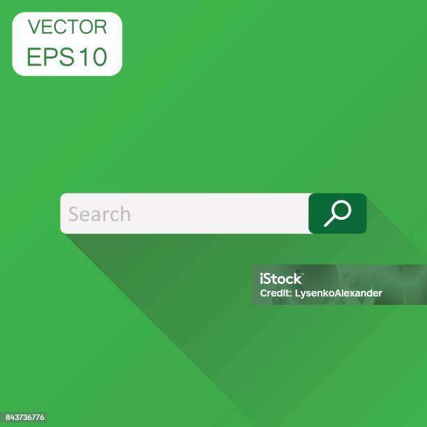 Search Bar Field Icon Business Concept Interface Element With Search Button Pictogram Vector Illustration On Green Background With Long Shadow Stock Illustration - Download Image Now