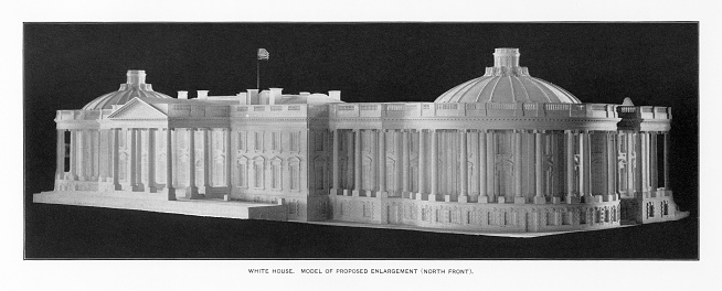 Antique American Photograph: The White House, Washington, D.C., United States, 1900: Original edition from my own archives. Copyright has expired on this artwork. Digitally restored. Model showing expansion of the White House which was exhibited at the Centennial Celebration in Washington, D.C.
