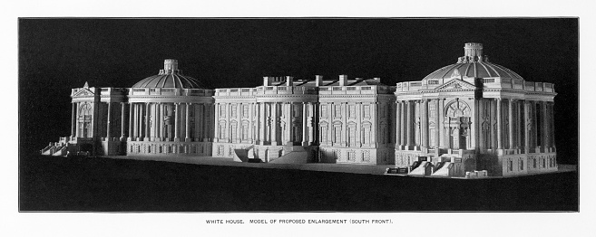 Antique American Photograph: The White House, Washington, D.C., United States, 1900: Original edition from my own archives. Copyright has expired on this artwork. Digitally restored. Model showing expansion of the White House which was exhibited at the Centennial Celebration in Washington, D.C.