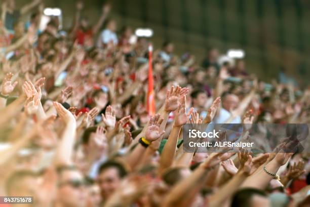 축구 팬 들은 경기장의 연단에 박수 스타디움에 대한 스톡 사진 및 기타 이미지 - 스타디움, 스포츠, 군중