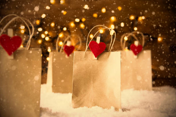 istock Christmas Shopping Bag, Snowflakes, Instagram Filter, Copy Space 843767656