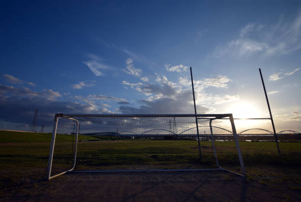 istock Soccer goal of the riverbed 843772056