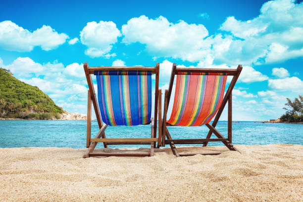 istock Deck chairs on the beach in Thailand 843772268