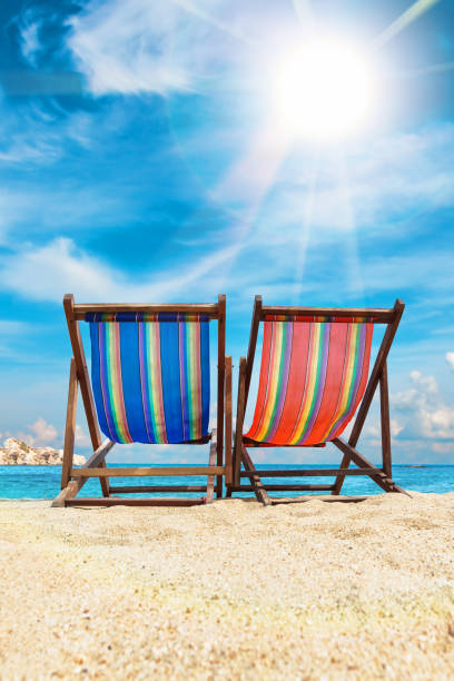 istock Deck chairs on the beach in Thailand 843772320