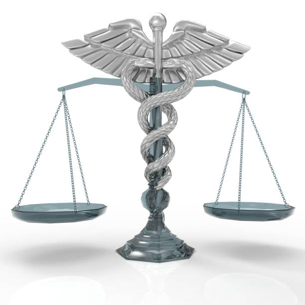 Conceptual idea of justice in medicine 3d rendering stock photo