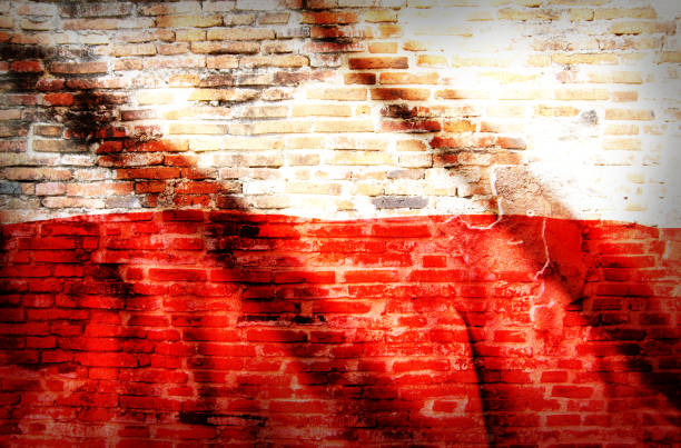 istock Poland national flag on brick wall. 843785342