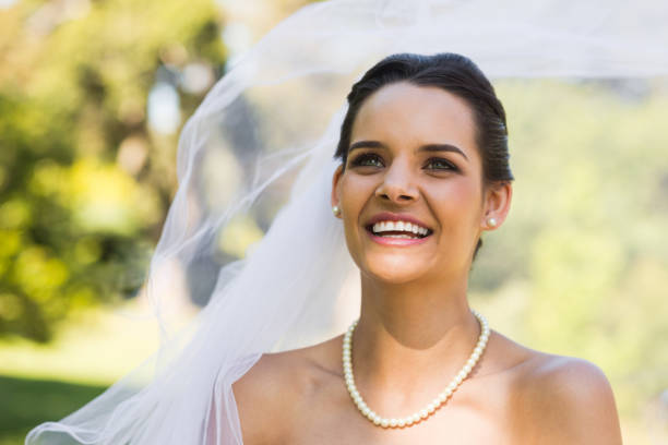 istock Close-up of a happy young beautiful bride 843786778