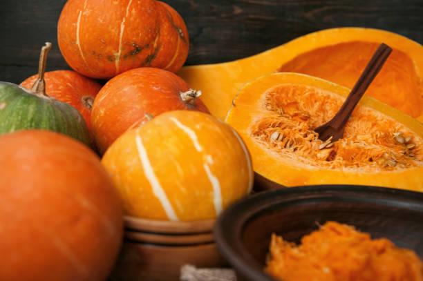 istock pumpkin with seeds on a wooden background 843793840