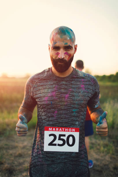 istock Marathon Racer With Holi Colors 843797494