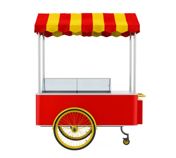 Food Cart Isolated Food Cart isolated on white background. 3D render hot dog stand stock pictures, royalty-free photos & images