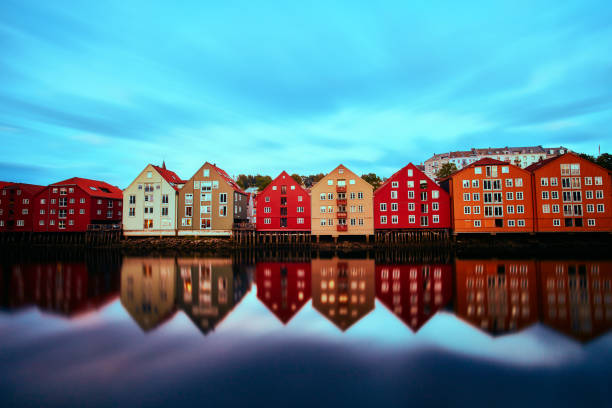 Seahouses in Trondheim stock photo