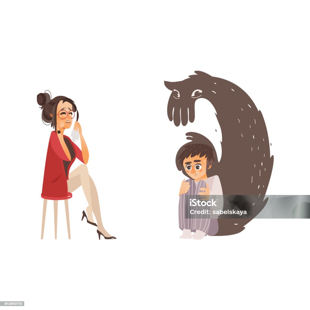 Debilitating Vector Vector Flat People Suffering From Mental Illness Set Stock Illustration ...