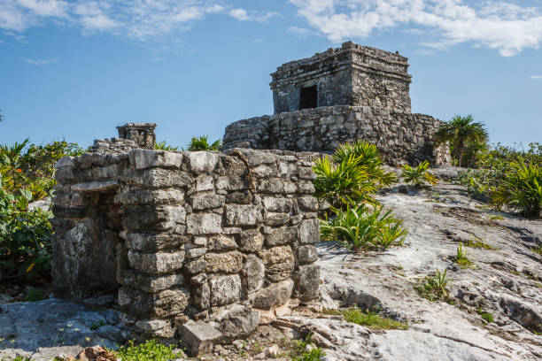 툴 룸 고고학 사이트, 킨타나로오, 멕시코에서 유적. - costa maya 뉴스 사진 이미지
