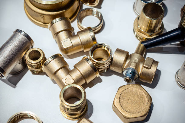 istock Scattering of various brass sanitary products 843814280