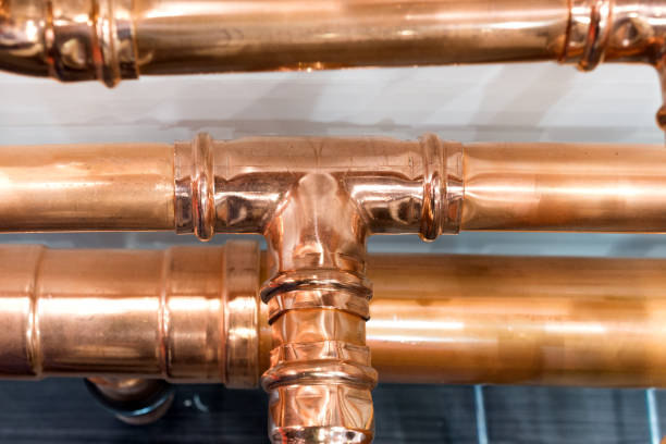 istock Brilliant new copper pipes 843814358