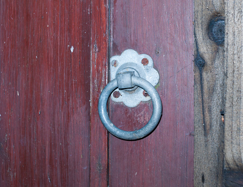 backdoor yard metal locker hanger knocker steel wooden fence gate
