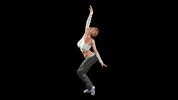 Redhead Dancer Short Haired Girl Dancing On Black Background 3d Render  Stock Photo - Download Image Now - iStock
