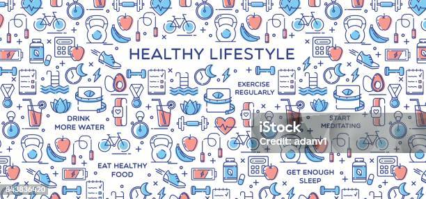 Healthy Lifestyle Vector Illustration Dieting Fitness Nutrition Stock Illustration - Download Image Now