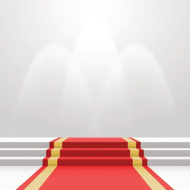 Vector illustration of Red carpet on stairs